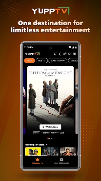 Écran d’accueil de l’app YuppTV
